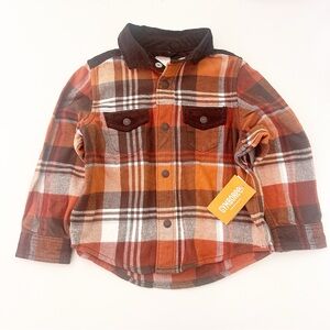 Gymboree Toddler Boy Montana Mt Plaid Flannel Shacket Orange Brown 18-24M NWT